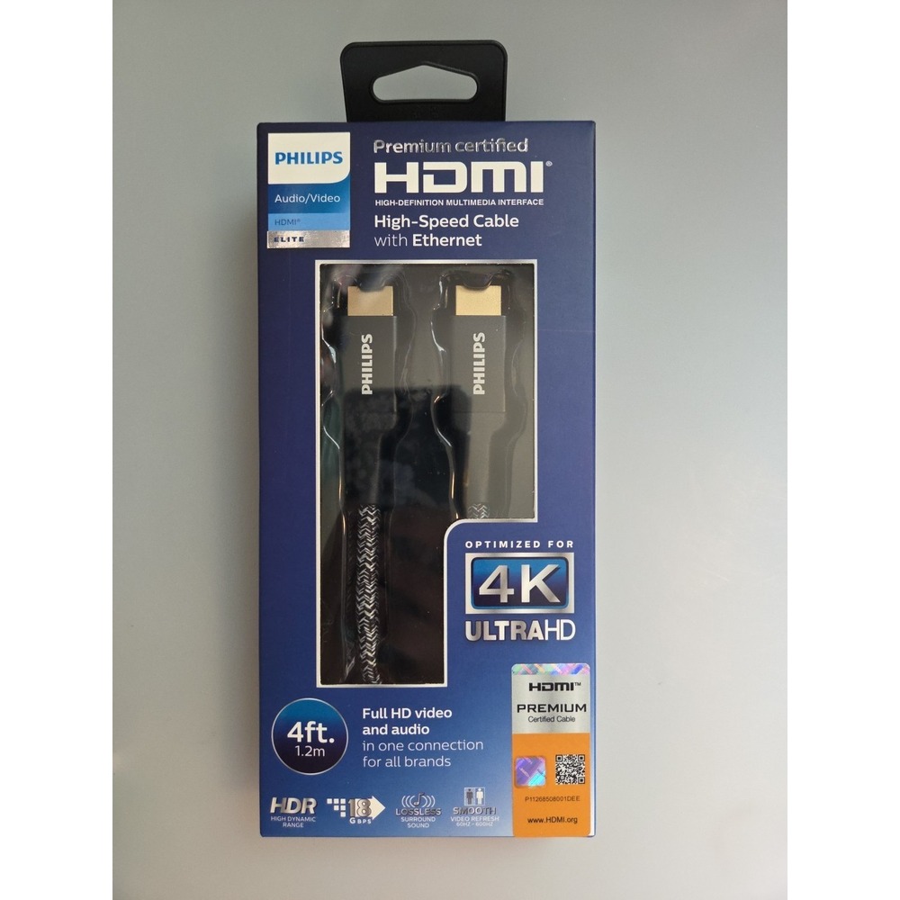 Philips HDMI‎ High-Speed Cable With Ethernet Audio/Video 4ft SWV6120P/27